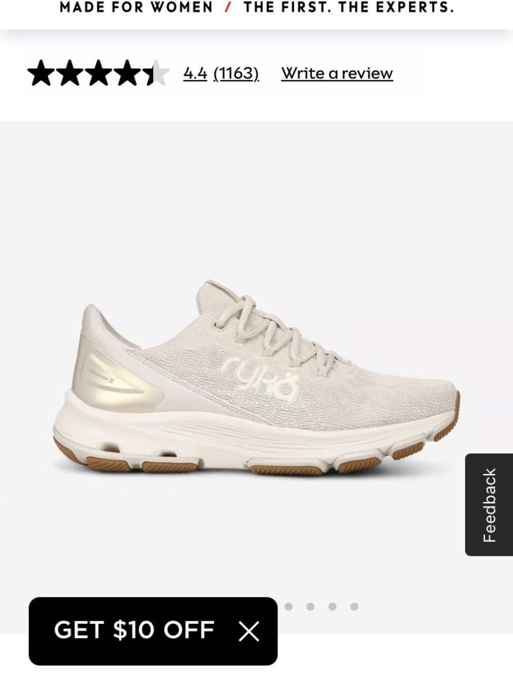 Ryka devotion x  Knit Sneakers in Off-White with gold women’s size 8M - Picture 6 of 7